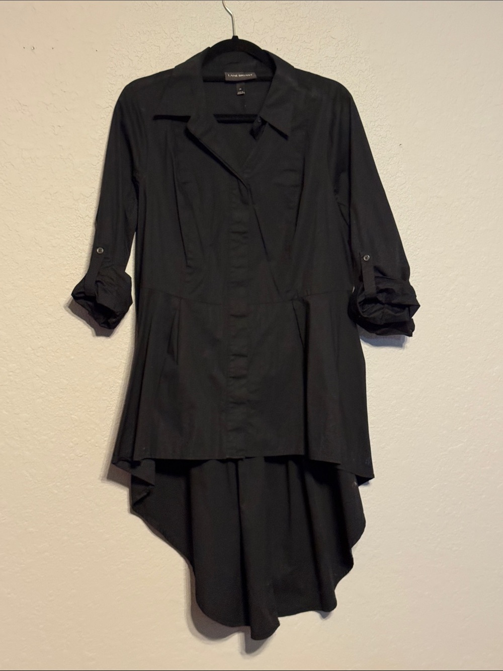 Lane Bryant Black Asymmetrical High-Low button down Shirt